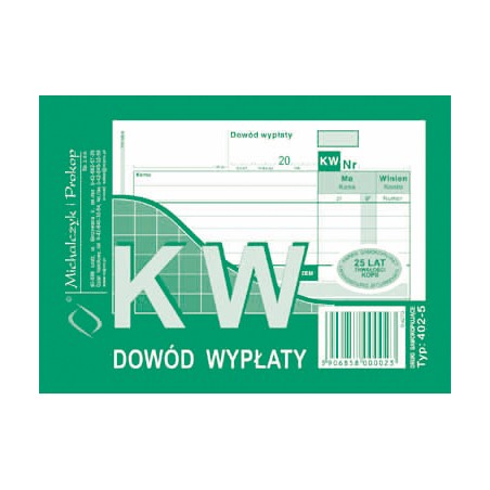 KW 402-5 DOWÓD WYPŁATY  .