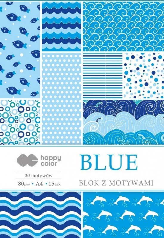 BLOK Z MOTYWAMI A4/15 BLUE HAPPY.