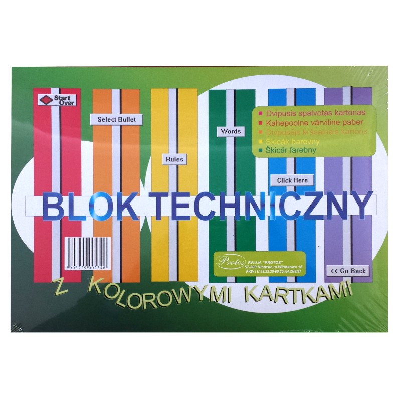 BLOK TECHNICZNY A4 KOLOR PROTOS  .