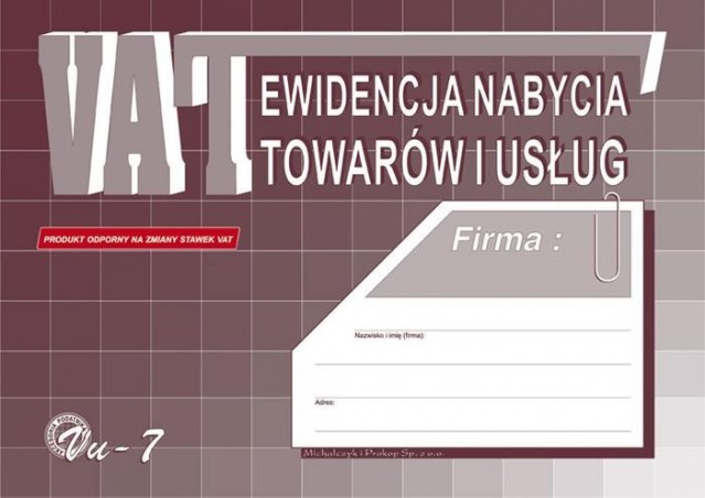 EWID.VAT NABYCIA TOW. A4 VU7  . 2020