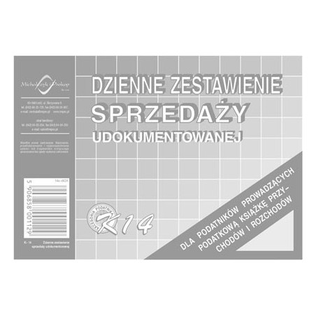 DZIENNE ZEST.K14 SPRZED.UDOK.  . 2019