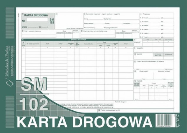 KARTA DROGOWA A4 NUMER. 801-1NR  .