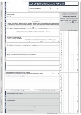 ZGŁOSZENIE REKLAMACYJNE 601-1  .