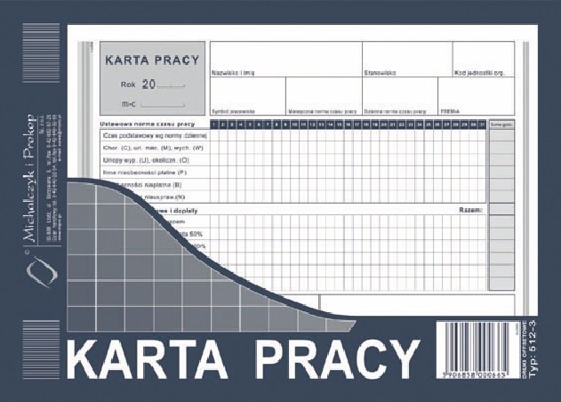 KARTA PRACY 512-3 40ark  .------ WYCOFANA