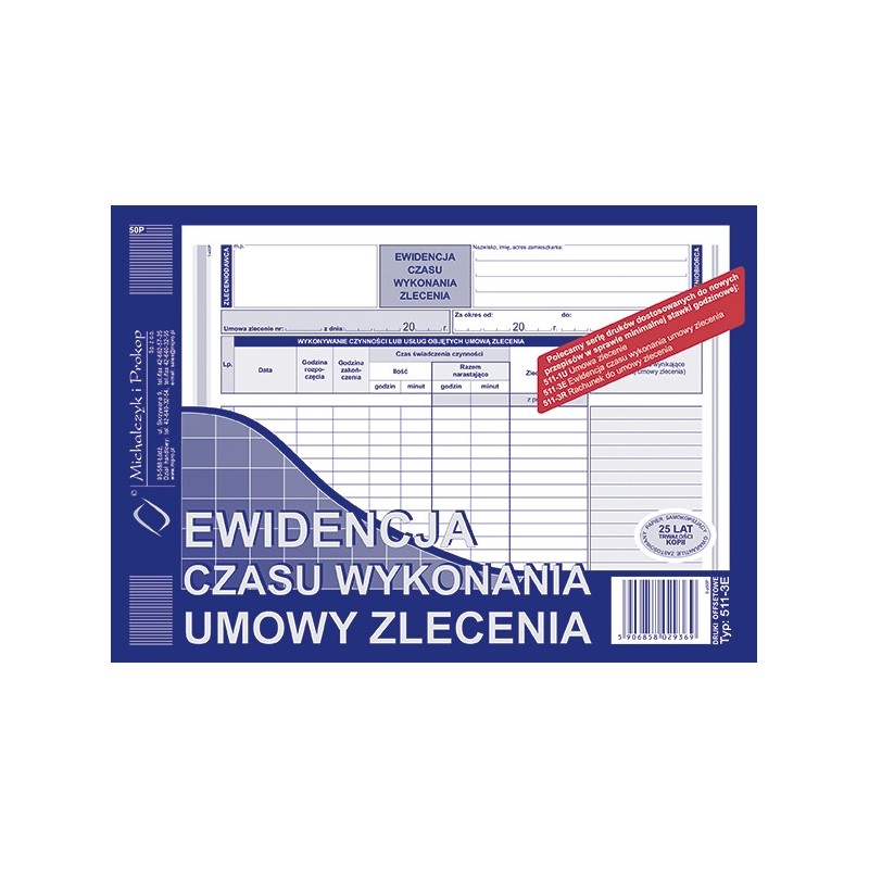 EWIDENCJA CZASU WYK.UMOWY ZLECENIA 511-3E  .