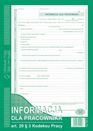 INFORMACJA DLA PRACOWNIKA 500-A  . 2021
