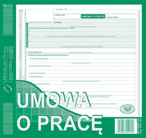 UMOWA O PRACĘ 2/3 A4 500-2N 40k.  .