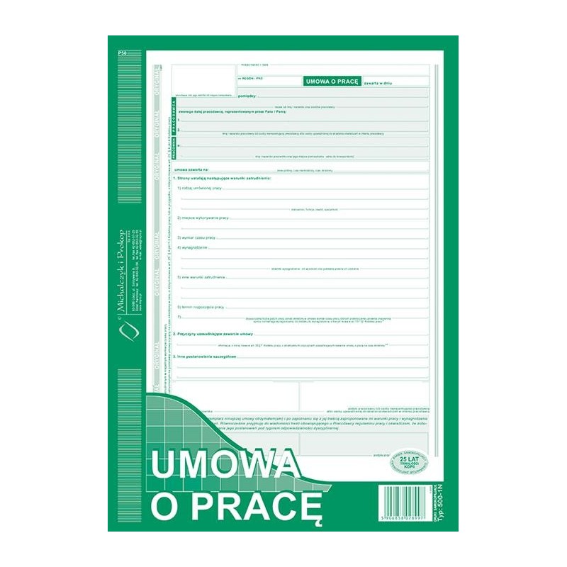 UMOWA O PRACĘ A4 500-1  .