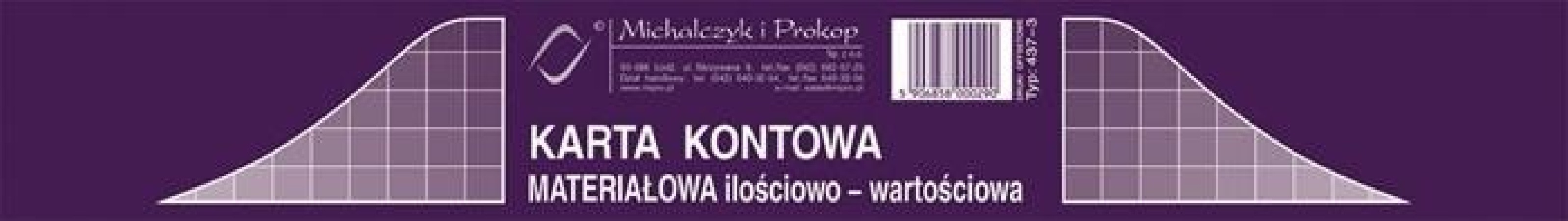 KARTA KONTOWA 437-3 A5 MATERIAŁOWA  .