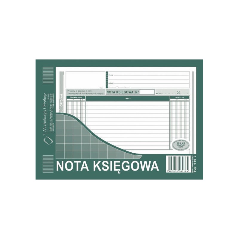 NOTA KSIĘGOWA A5 416-3  .