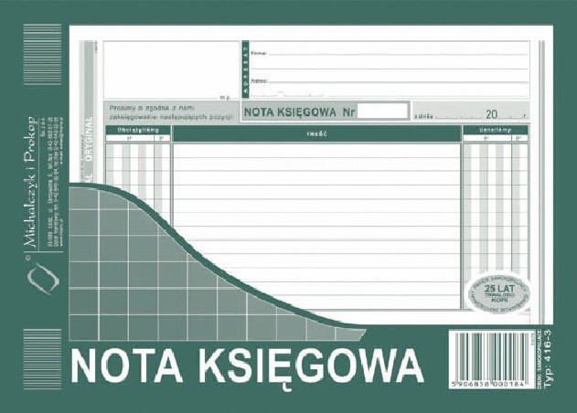 NOTA KSIĘGOWA A5 416-3  .