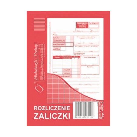 ROZLICZENIE ZALICZKI 409-5  .