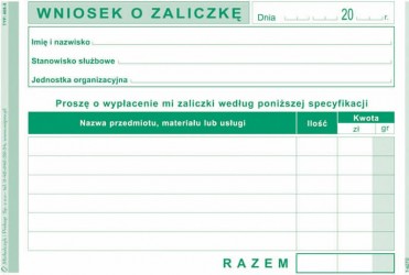 WNIOSEK O ZALICZKĘ 408-5  .