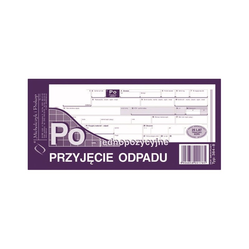 PO 384-8 PRZYJĘCIE ODPADU JEDNOP.  .