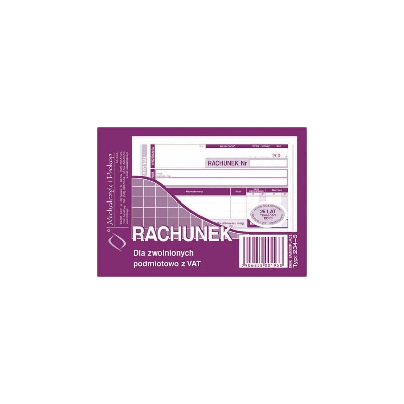 RACHUNEK 234-5 A6 POZIOMY 1+1  .