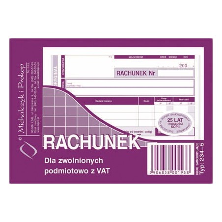RACHUNEK 234-5 A6 POZIOMY 1+1  .