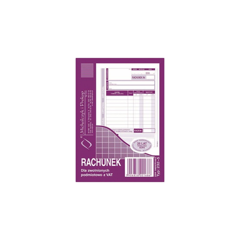 RACHUNEK 232-5 A6 PION 1+1  .