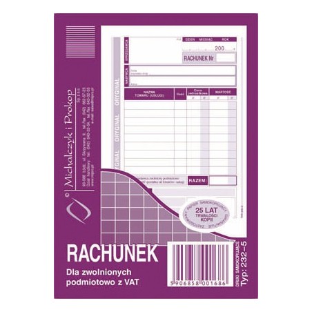 RACHUNEK 232-5 A6 PION 1+1  .