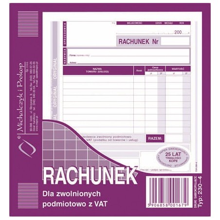 RACHUNEK 230-4 2/3 A5 1+1  .