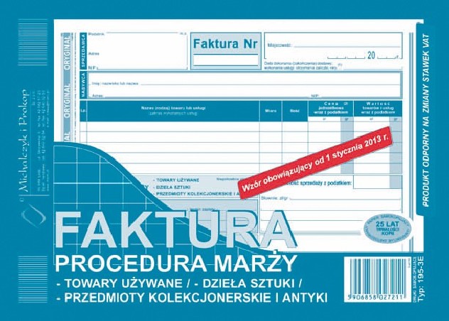 FAKTURA 195-3E PROC.MARŻA-TOW.UŻY.A5  .
