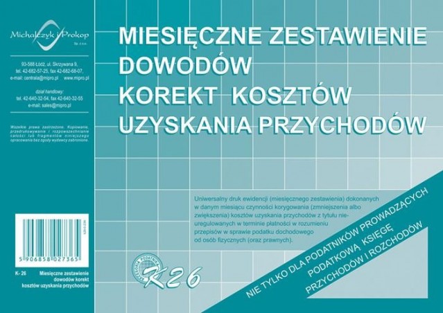MIESIĘCZNE ZEST.DOW.KOR.KOSZT.K26------  . 2020